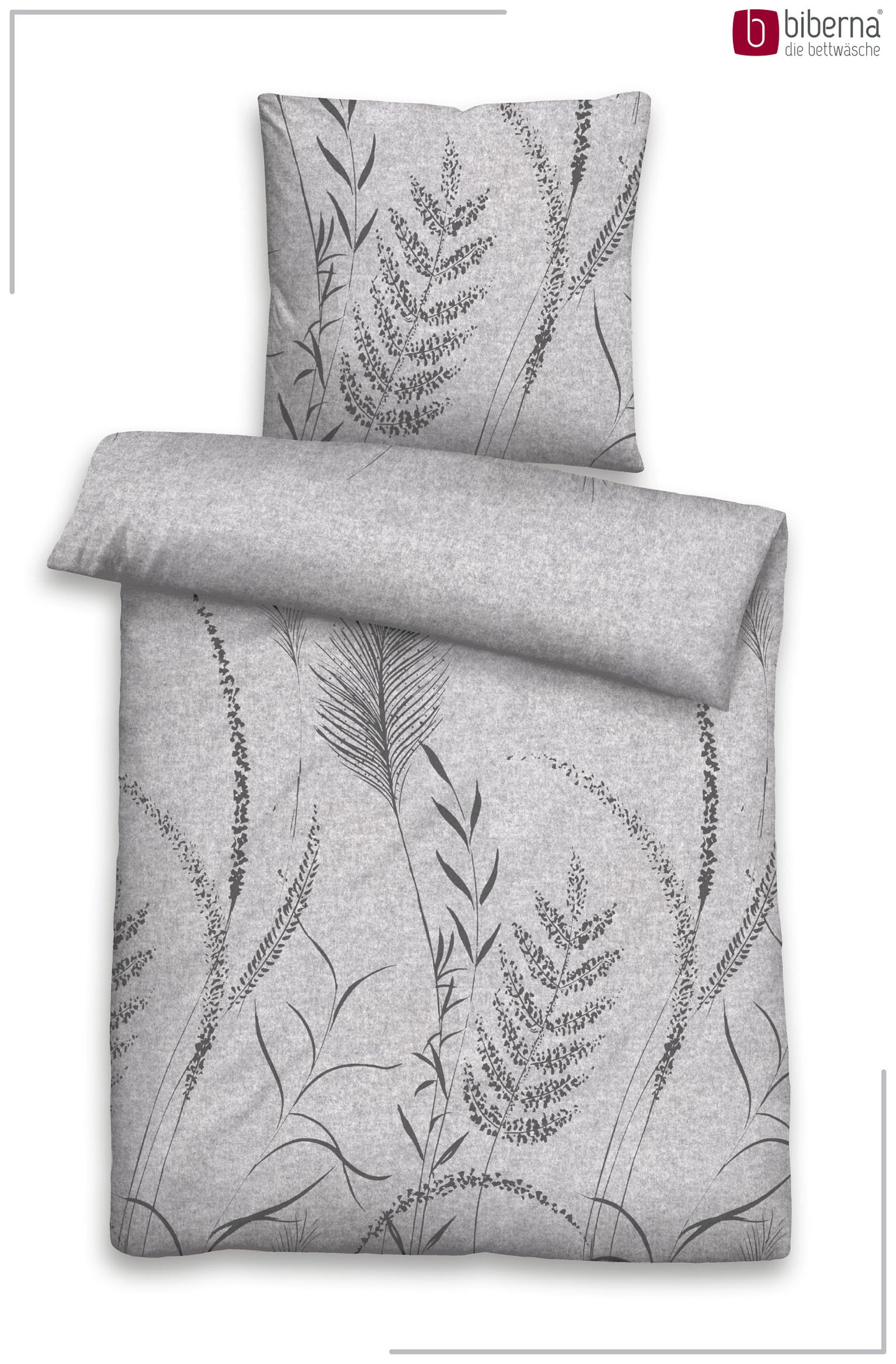 biberna Melange-Flanell Bettwäsche Sturmgrau – Produktdetail