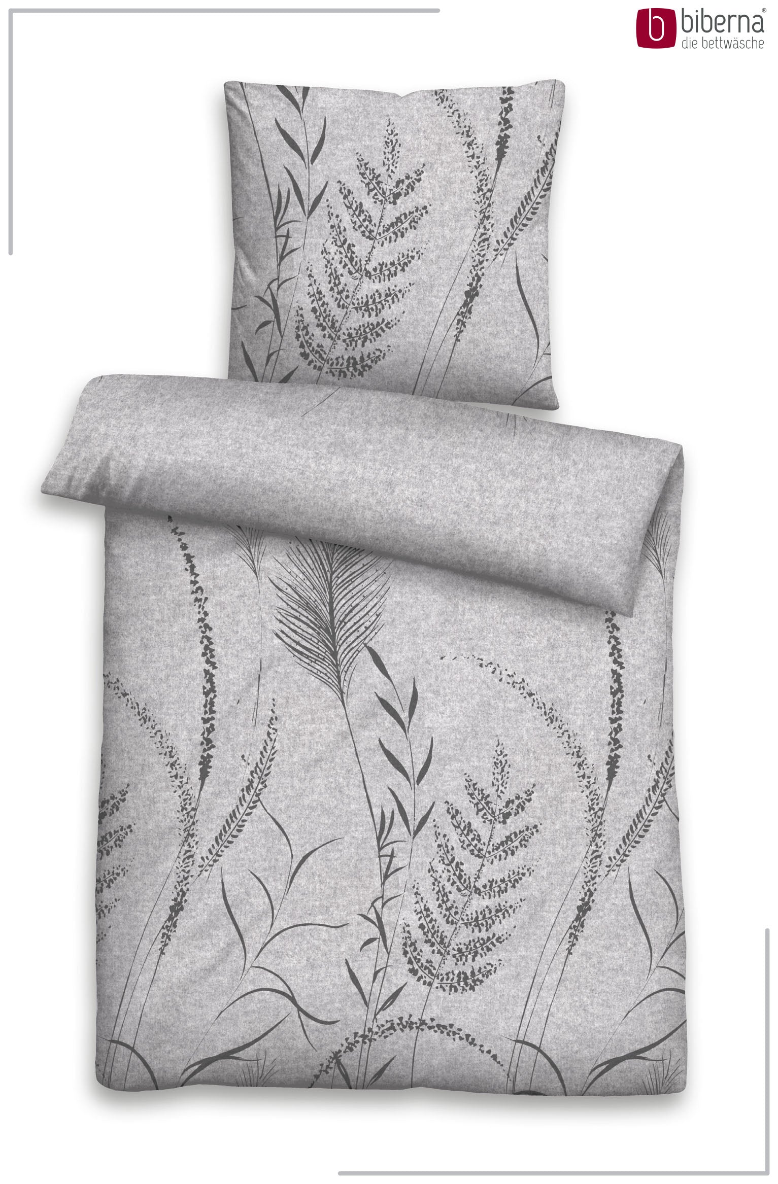 biberna Melange-Flanell Bettwäsche Sturmgrau – Produktdetail