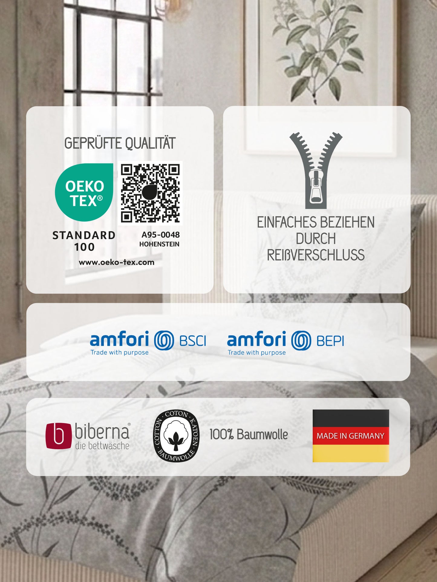 biberna Melange-Flanell Bettwäsche Sturmgrau – Produktdetail