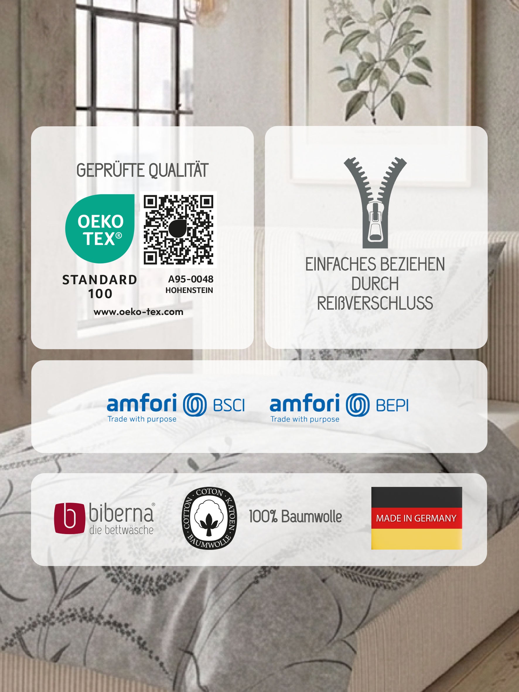 biberna Melange-Flanell Bettwäsche Sturmgrau – Produktdetail