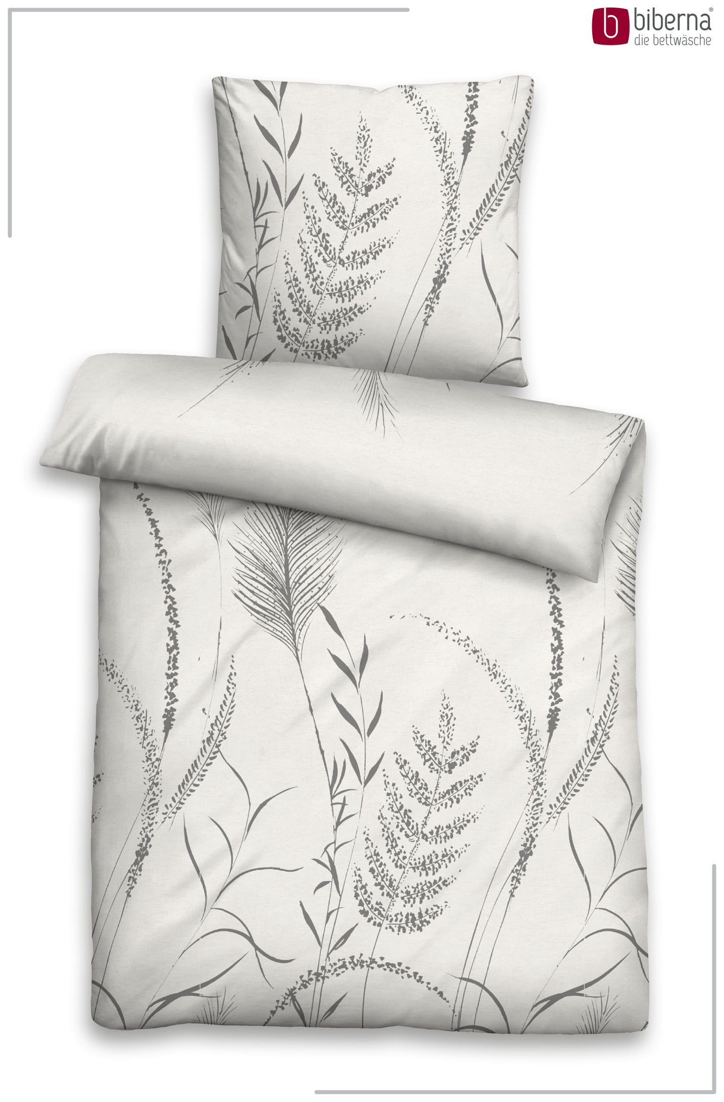 biberna Melange-Flanell Bettwäsche Grau – Produktdetail