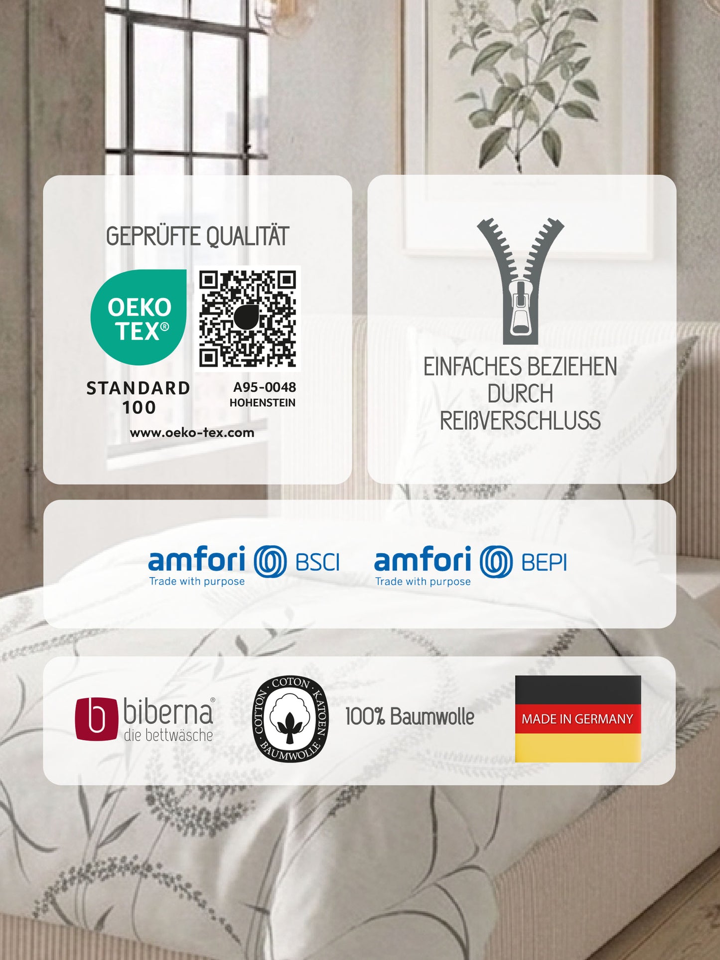 biberna Melange-Flanell Bettwäsche Grau – Produktdetail