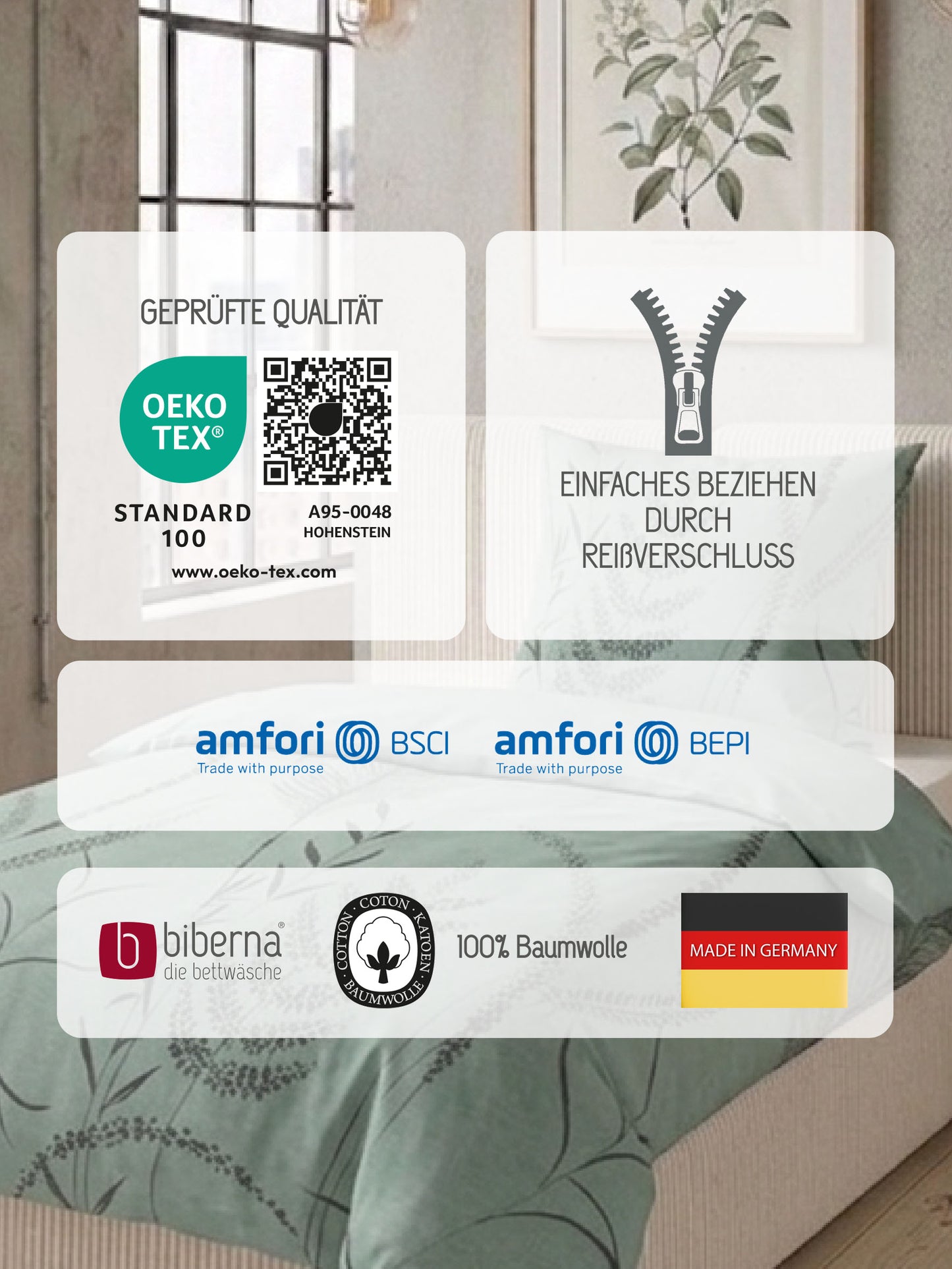 biberna Melange-Flanell Bettwäsche Fichte – Produktdetail
