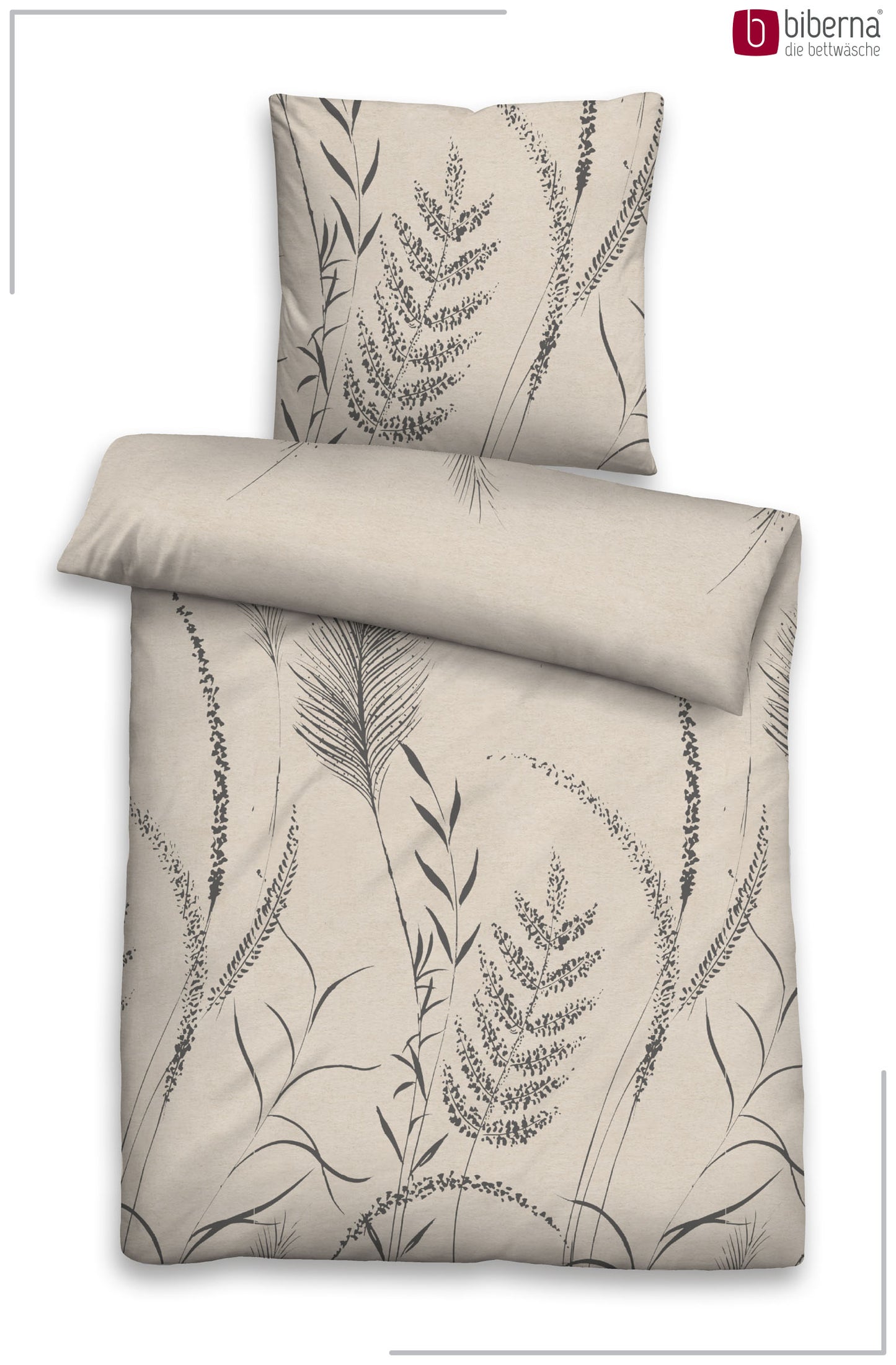 biberna Melange-Flanell Bettwäsche Kitt – Produktdetail