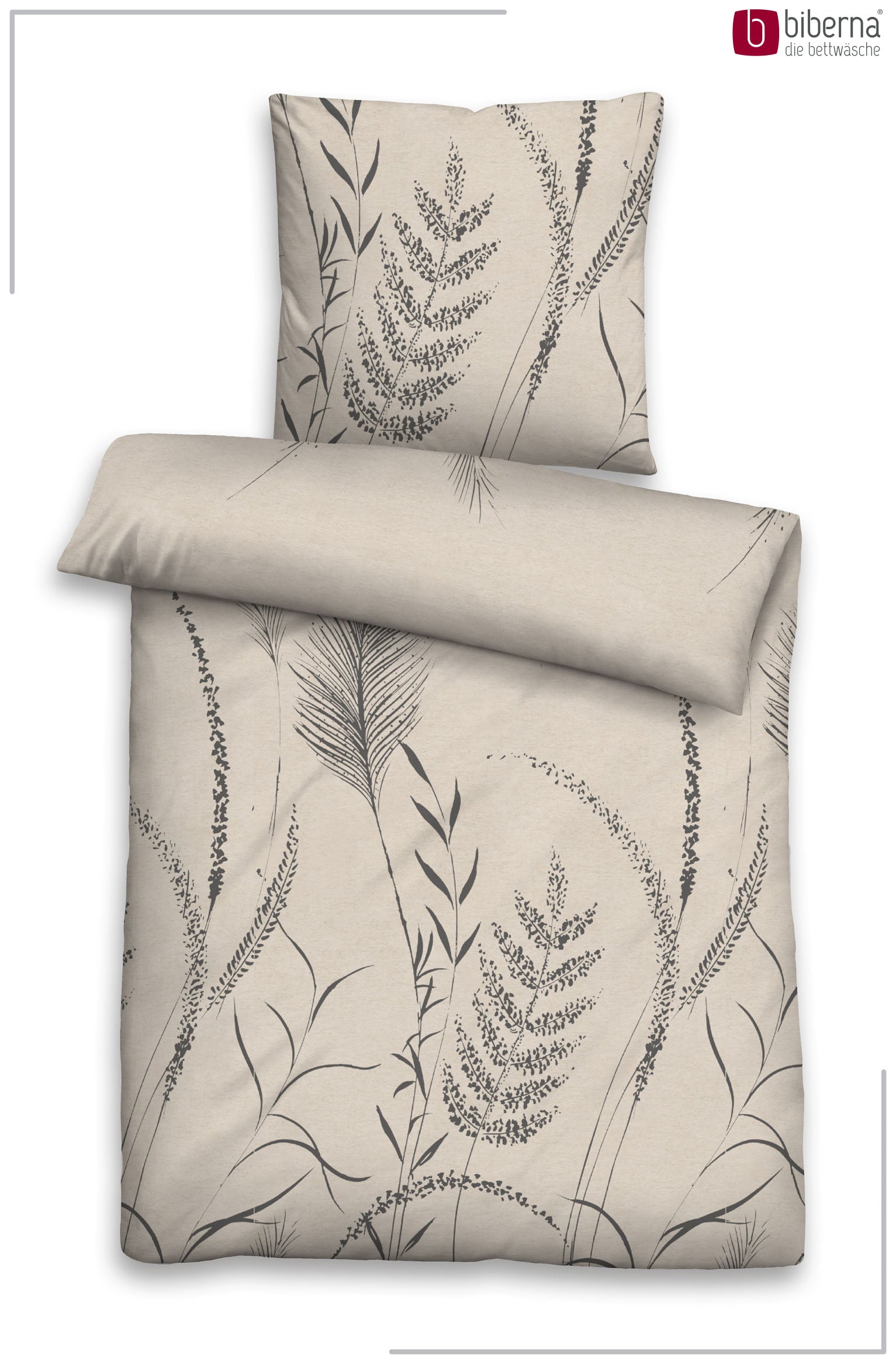 biberna Melange-Flanell Bettwäsche Kitt – Produktdetail