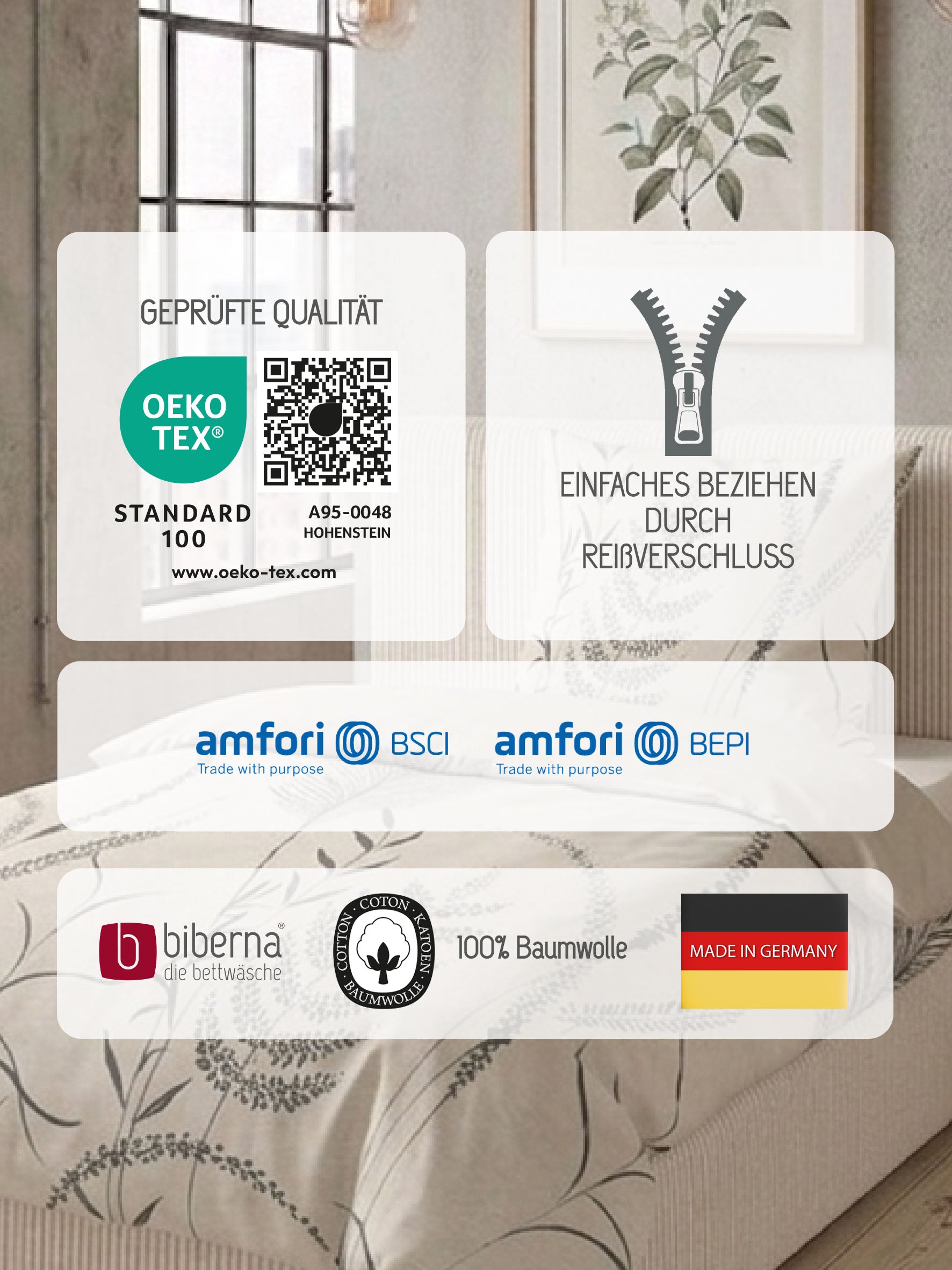 biberna Melange-Flanell Bettwäsche Kitt – Produktdetail