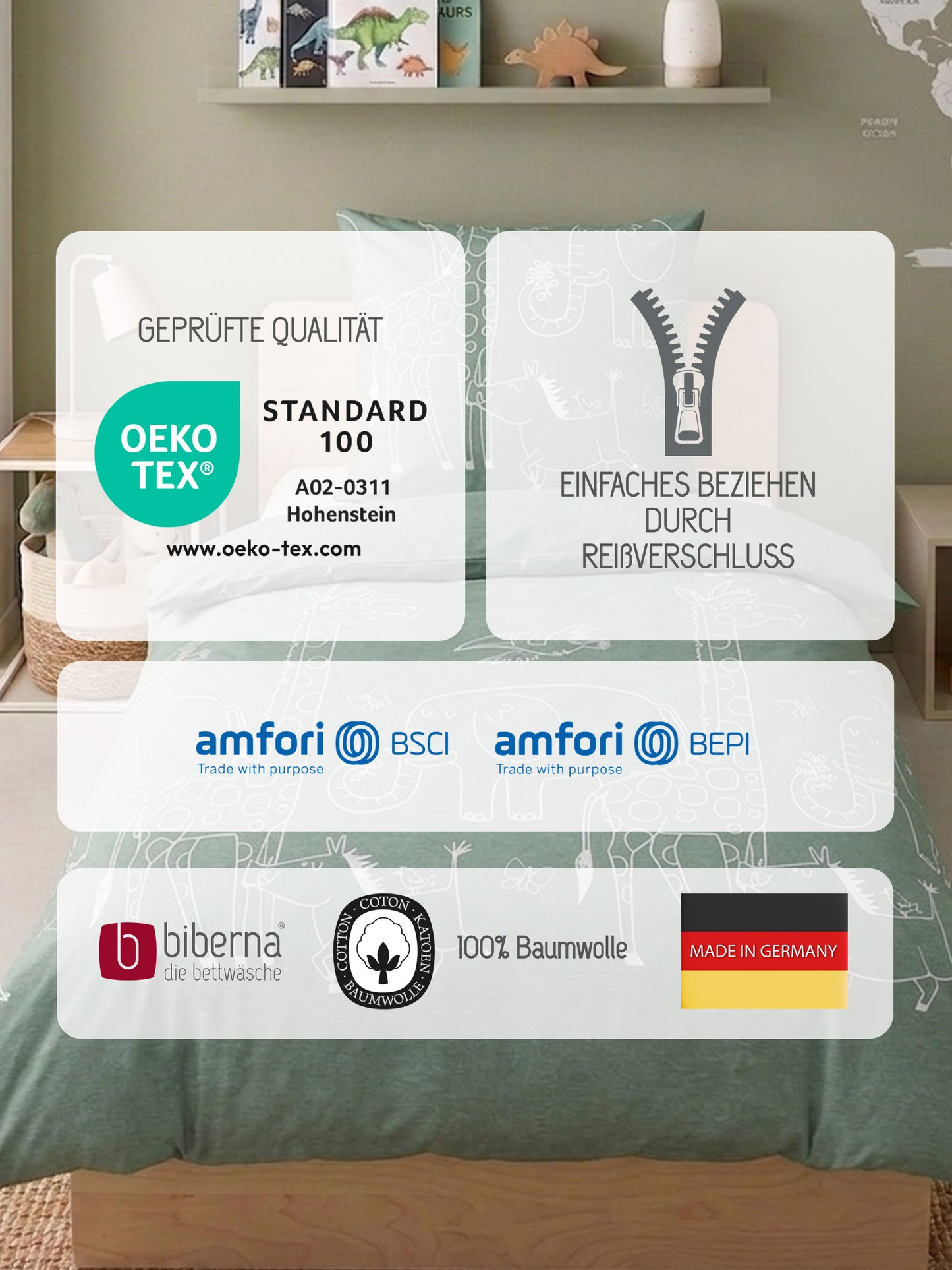 biberna Melange-Flanell Bettwäsche Fichte – Produktdetail
