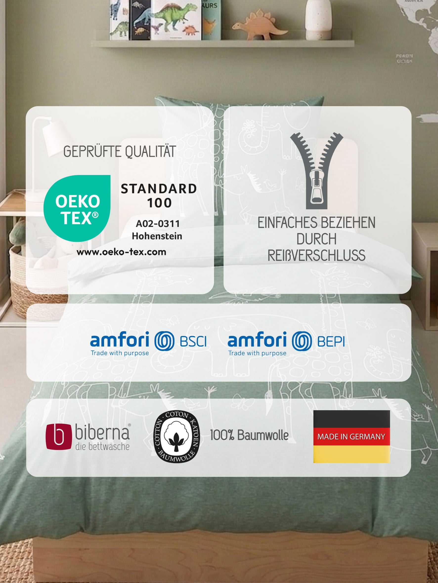 biberna Melange-Flanell Bettwäsche Fichte – Produktdetail