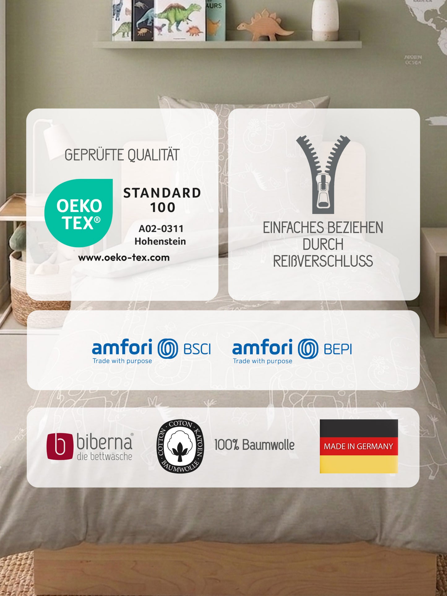 biberna Melange-Flanell Bettwäsche Kitt – Produktdetail