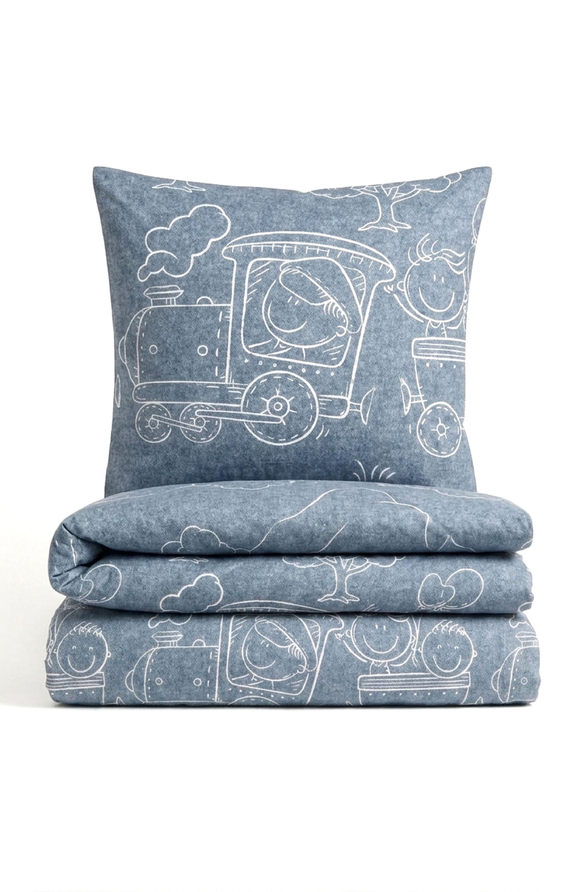 biberna Melange-Flanell Bettwäsche Blau – Melange-Flanell