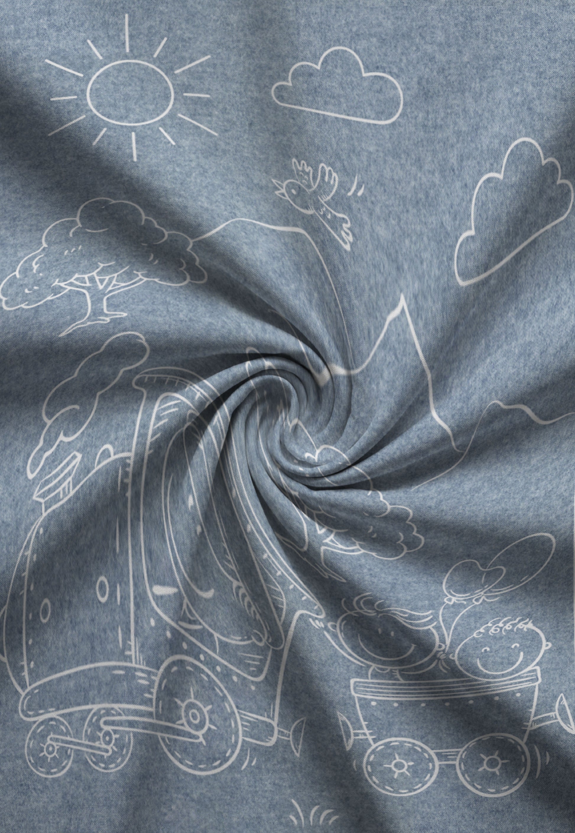 biberna Melange-Flanell Bettwäsche Blau – Stoffmuster Melange-Flanell