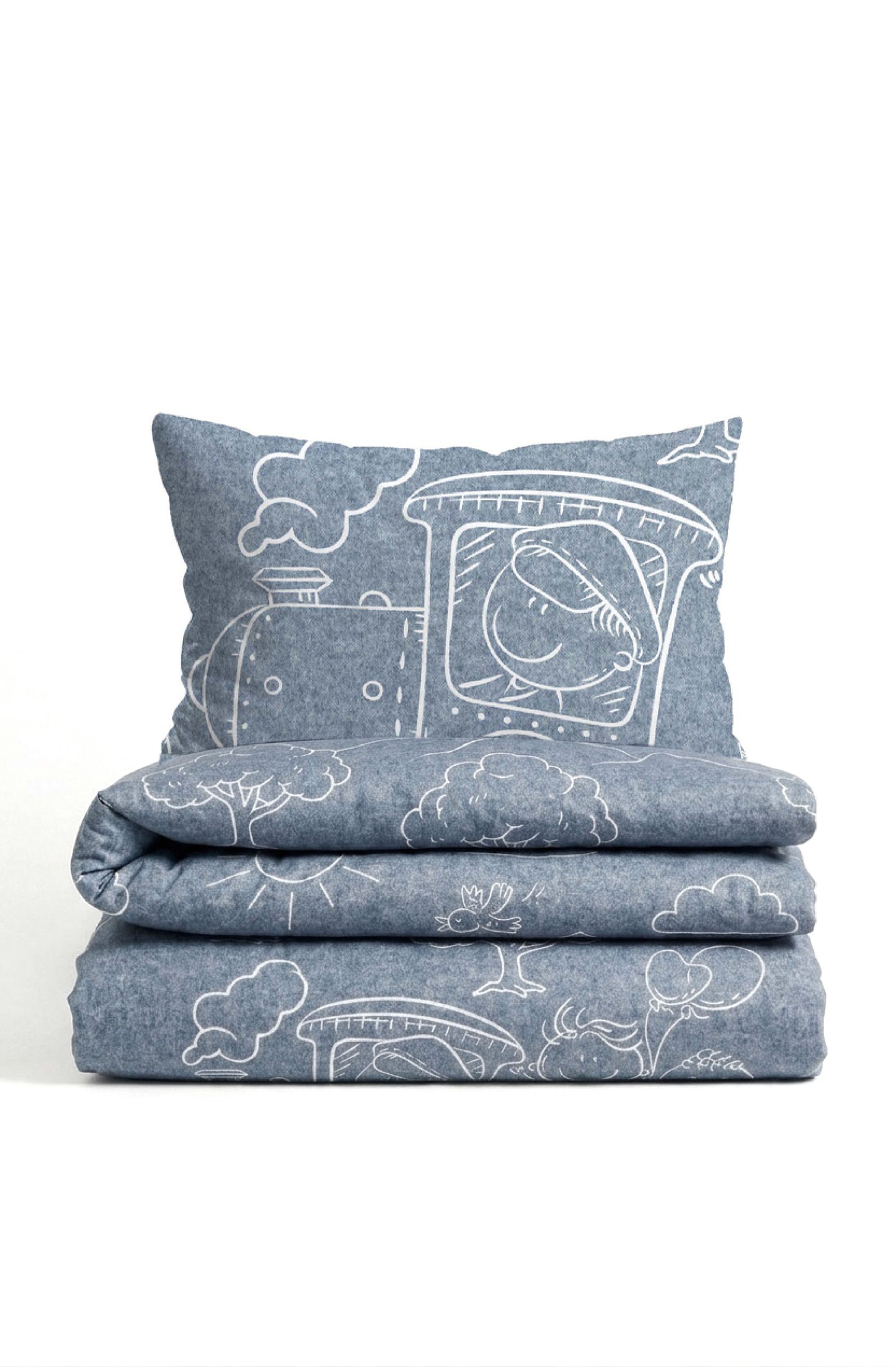 biberna Melange-Flanell Bettwäsche Blau – Melange-Flanell