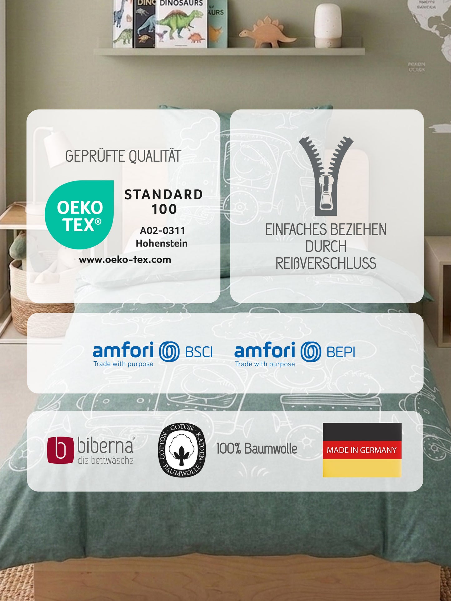biberna Melange-Flanell Bettwäsche Fichte – Produktdetail