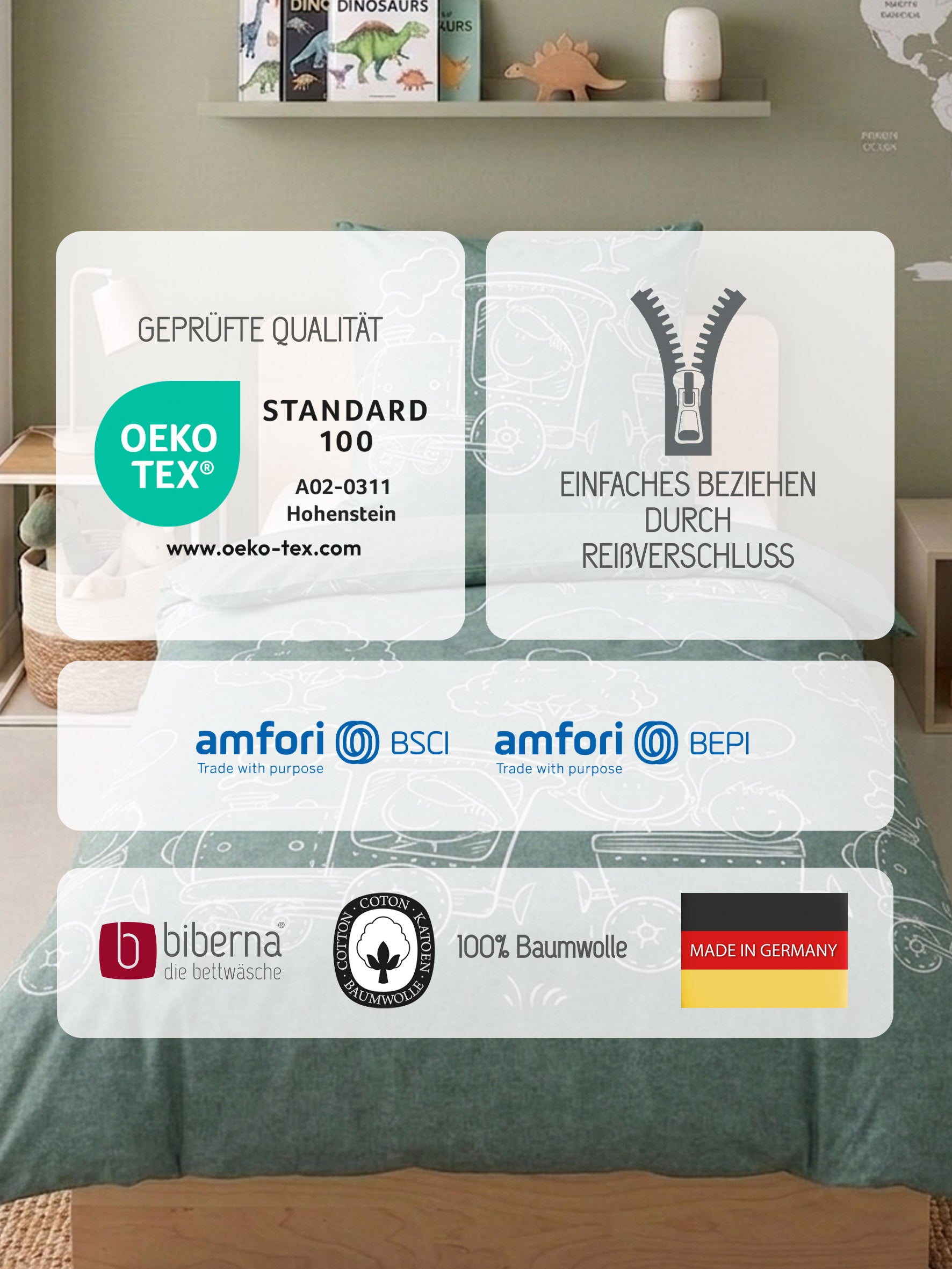 biberna Melange-Flanell Bettwäsche Fichte – Produktdetail