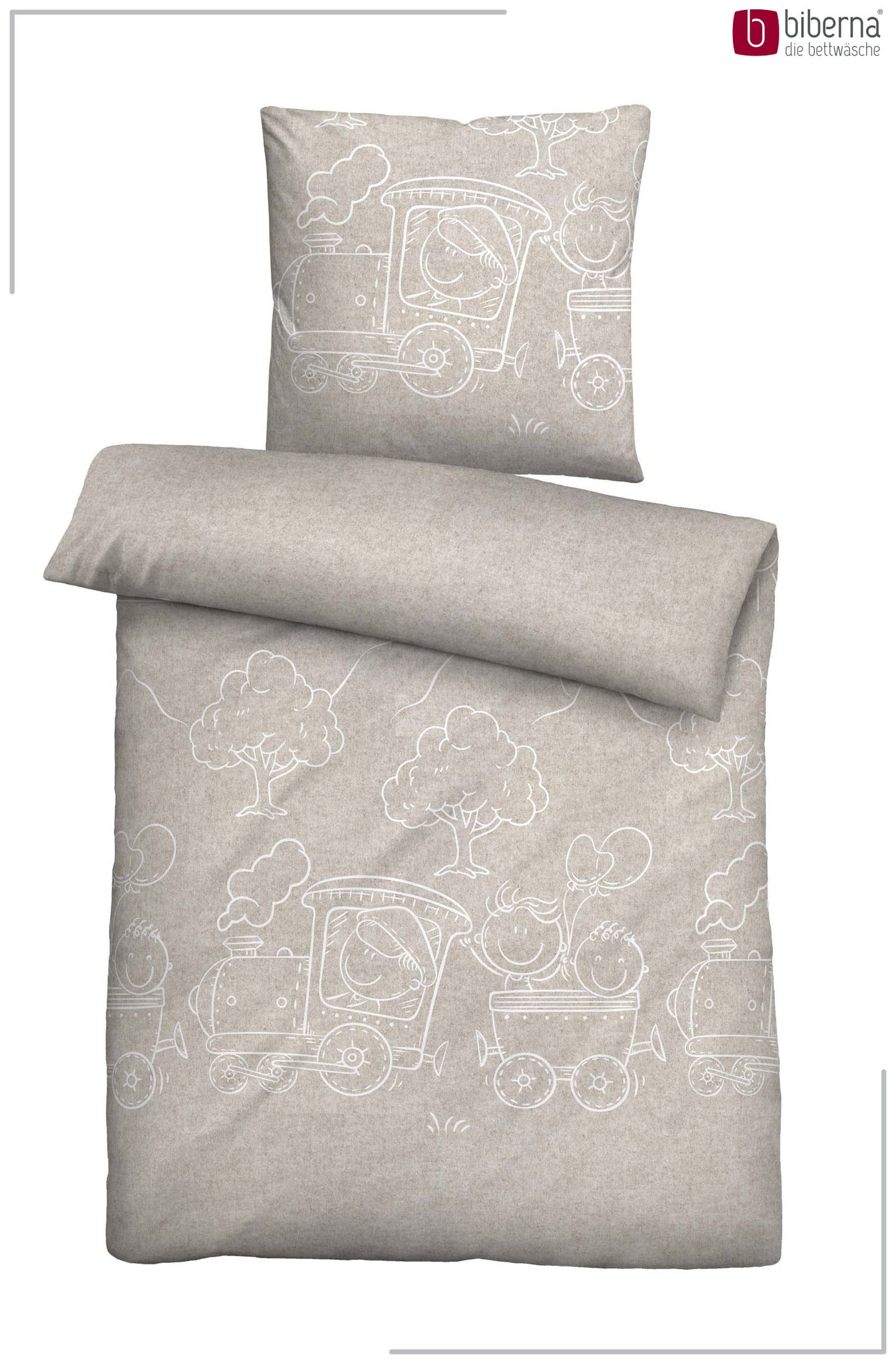 biberna Melange-Flanell Bettwäsche Kitt – Produktdetail