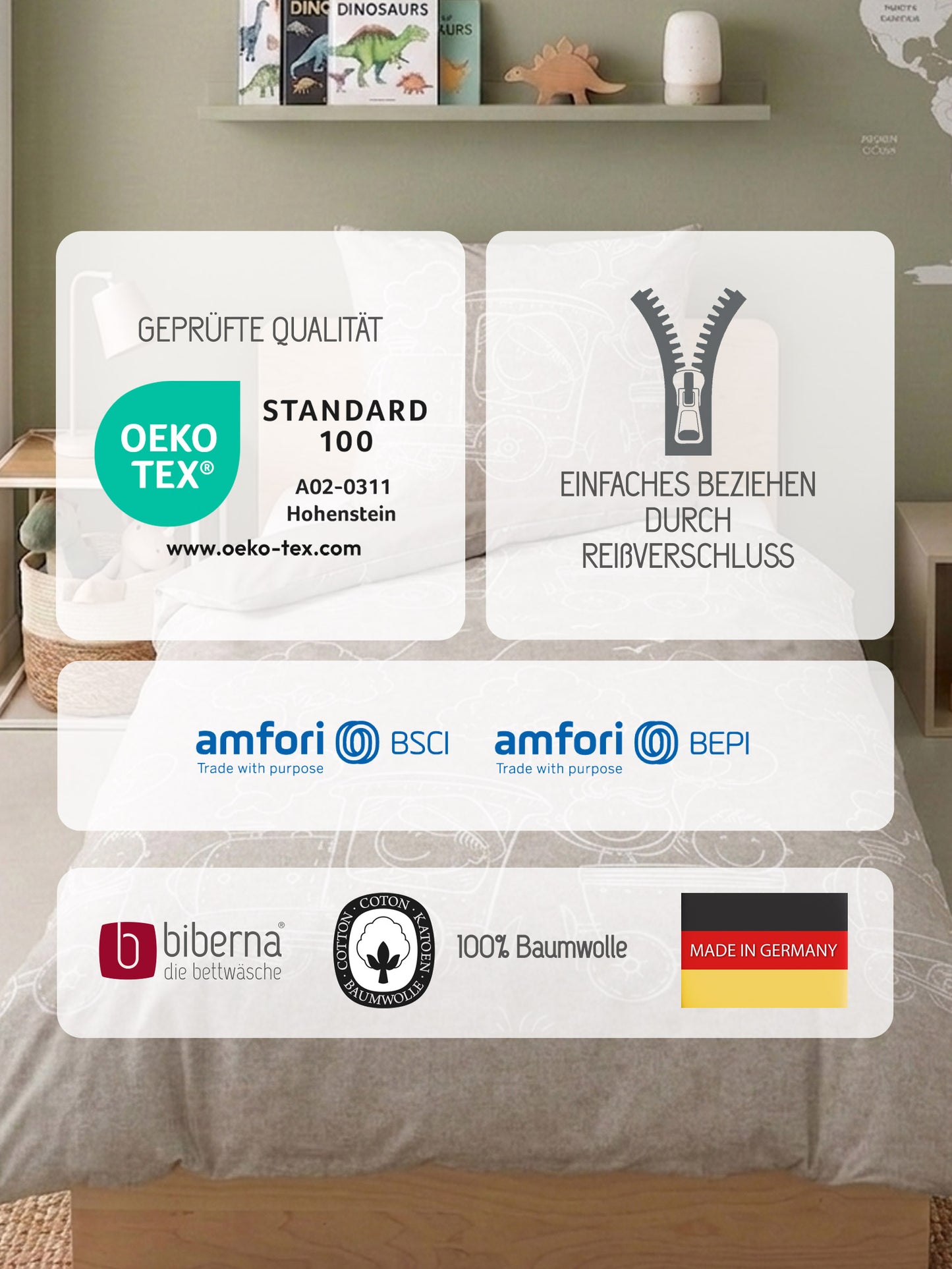 biberna Melange-Flanell Bettwäsche Kitt – Produktdetail