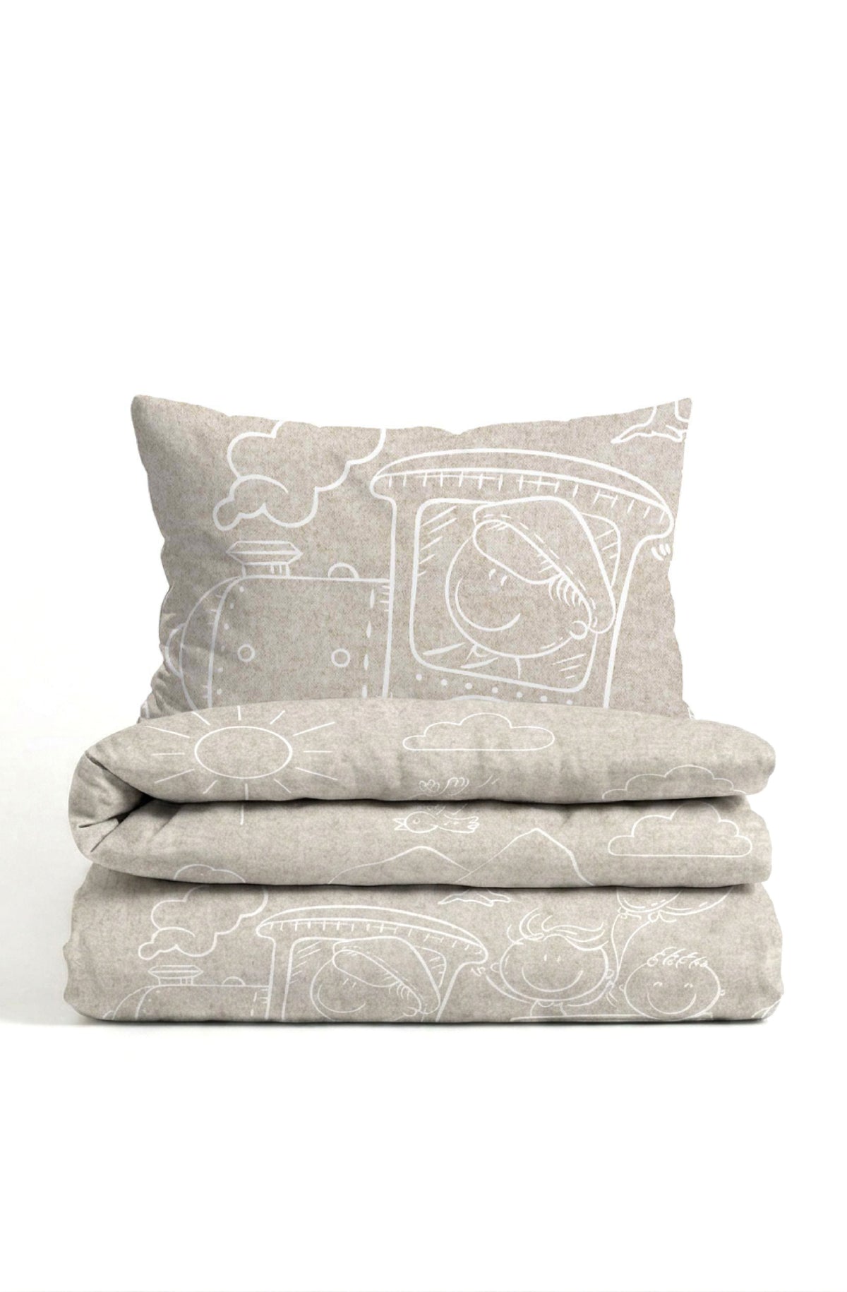 biberna Melange-Flanell Bettwäsche Kitt – Melange-Flanell