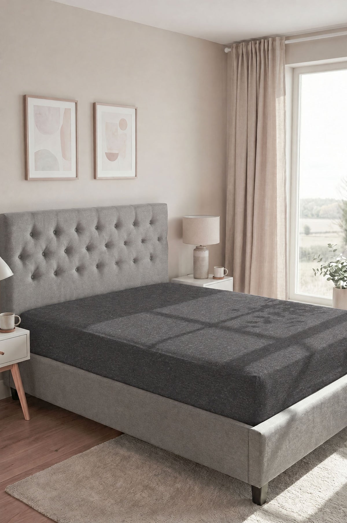 biberna Spannbetttuch – Titanium im Schlafzimmer