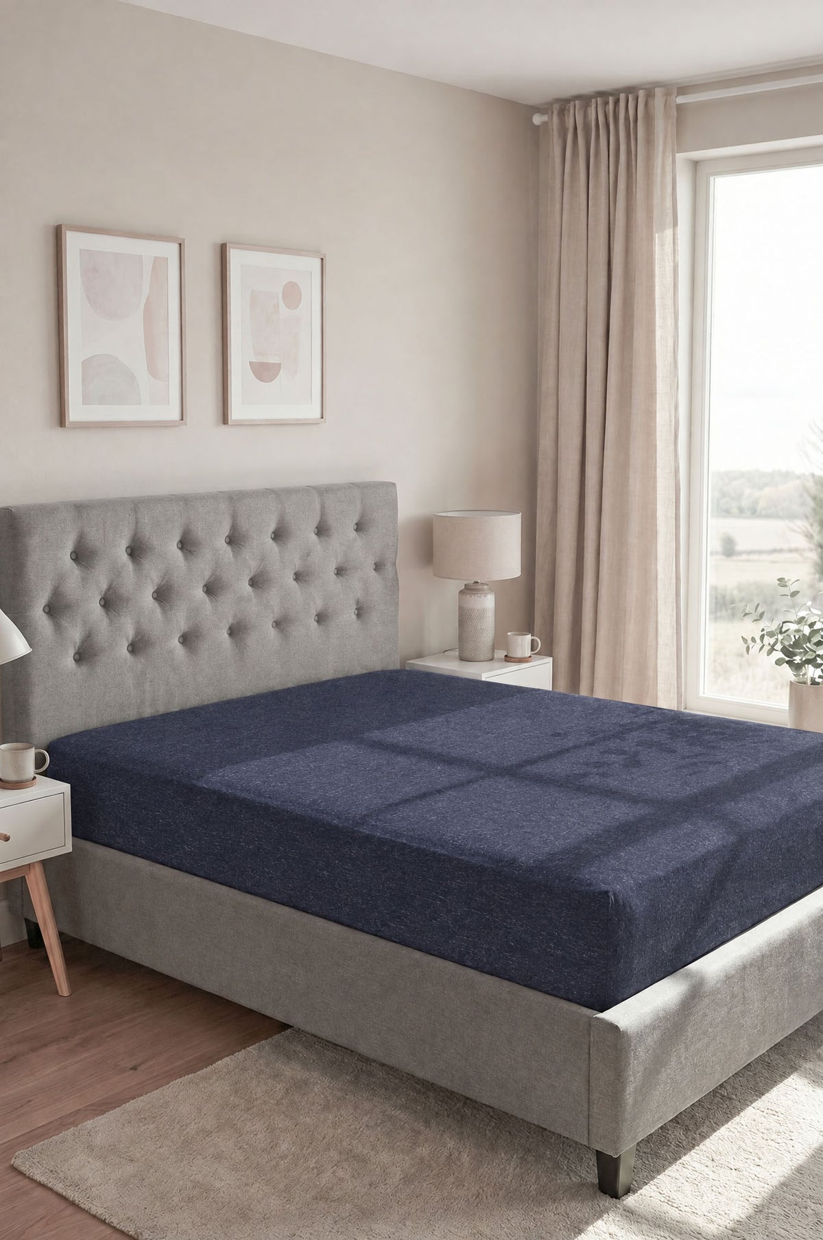 biberna Spannbetttuch – Marine im Schlafzimmer
