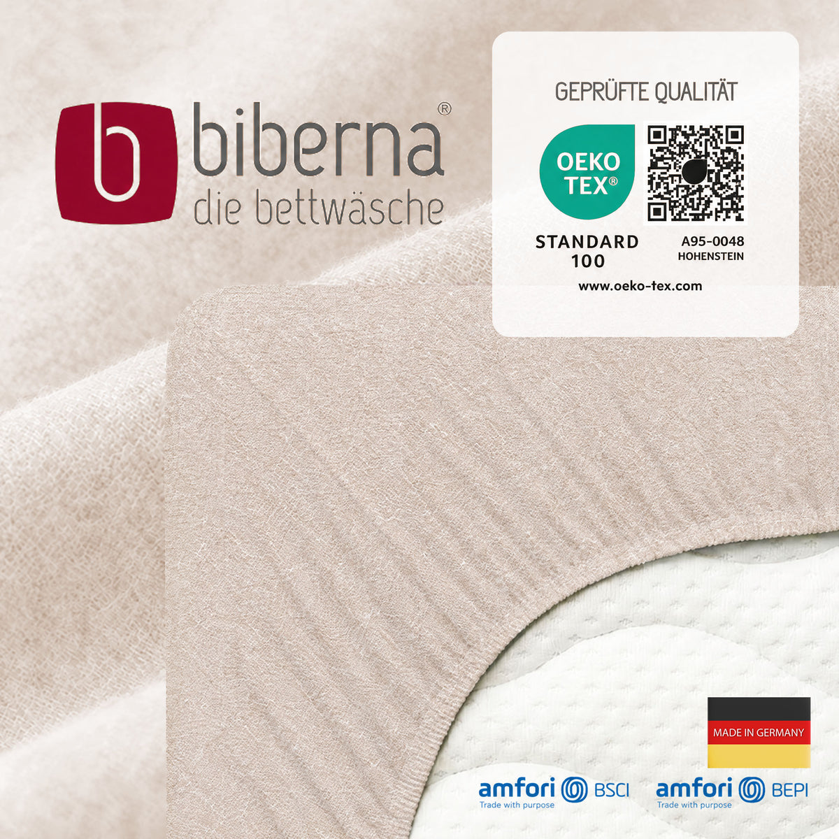 biberna Spannbetttuch – geprüfte Qualität, OEKO-TEX Standard 100