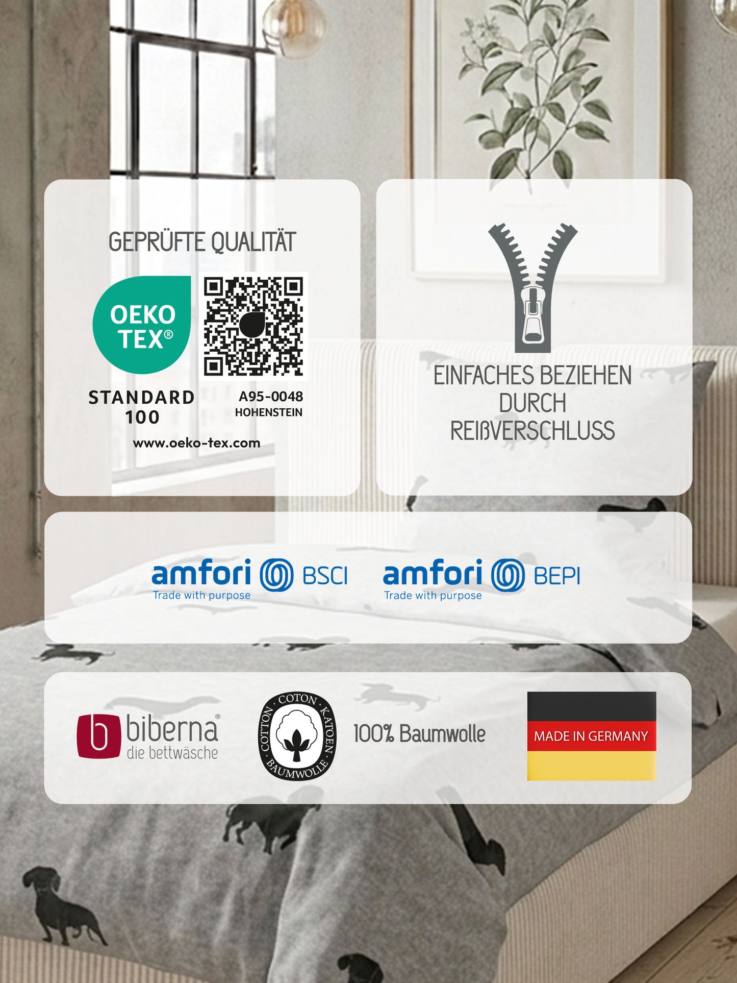 biberna Melange-Flanell Bettwäsche Sturmgrau – Produktdetail