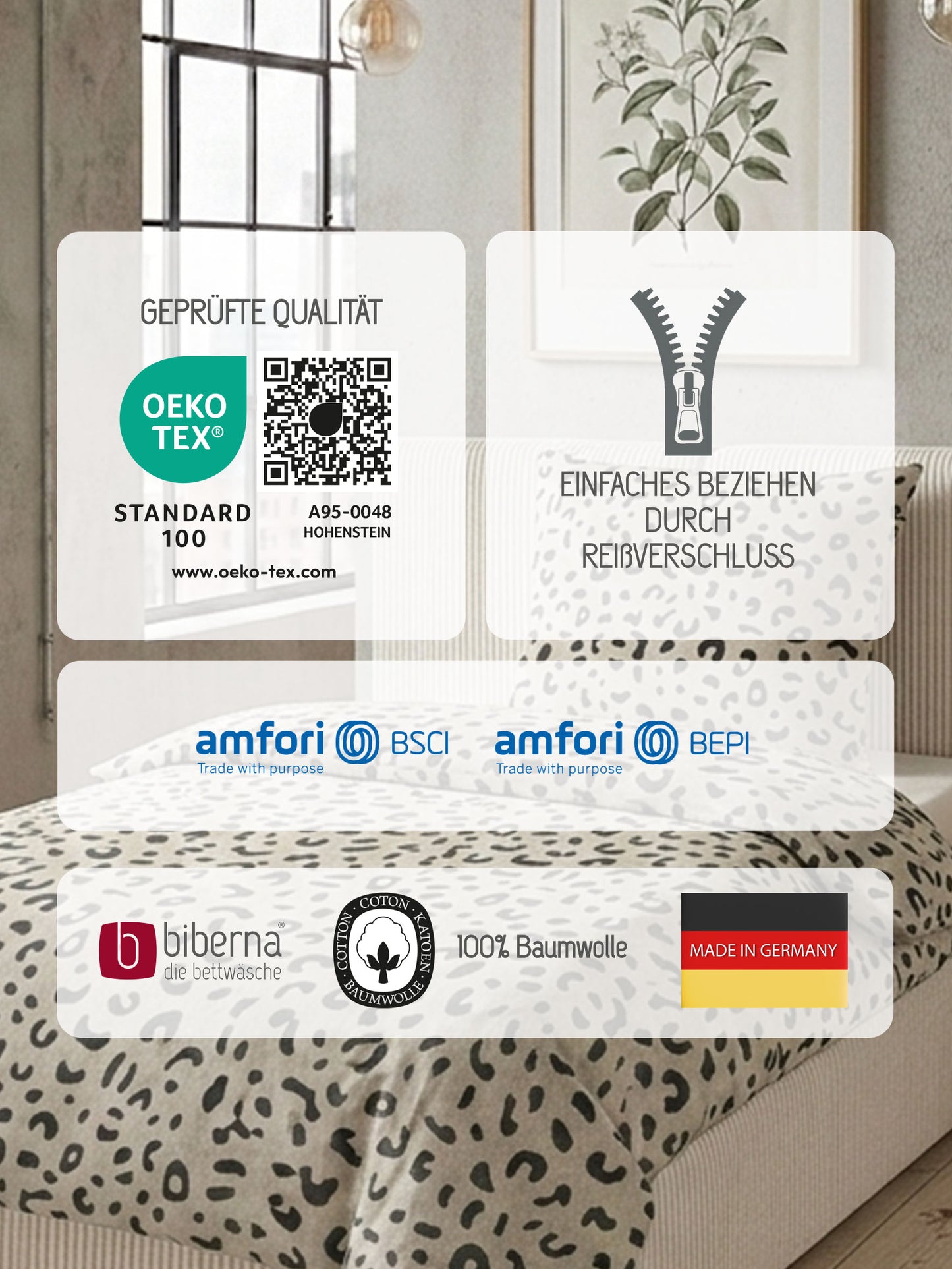 biberna Melange-Flanell Bettwäsche Kitt – Produktdetail