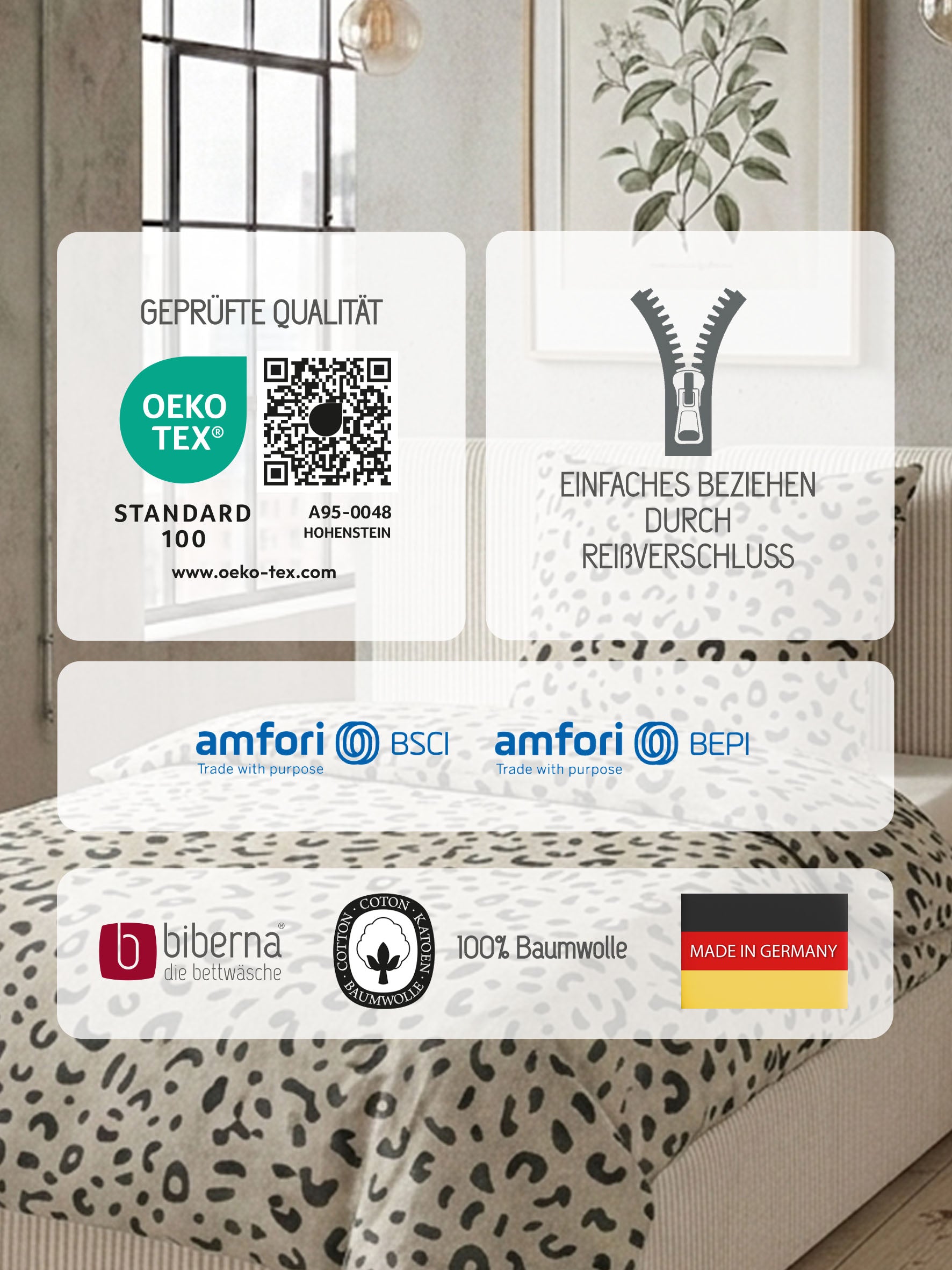 biberna Melange-Flanell Bettwäsche Kitt – Produktdetail