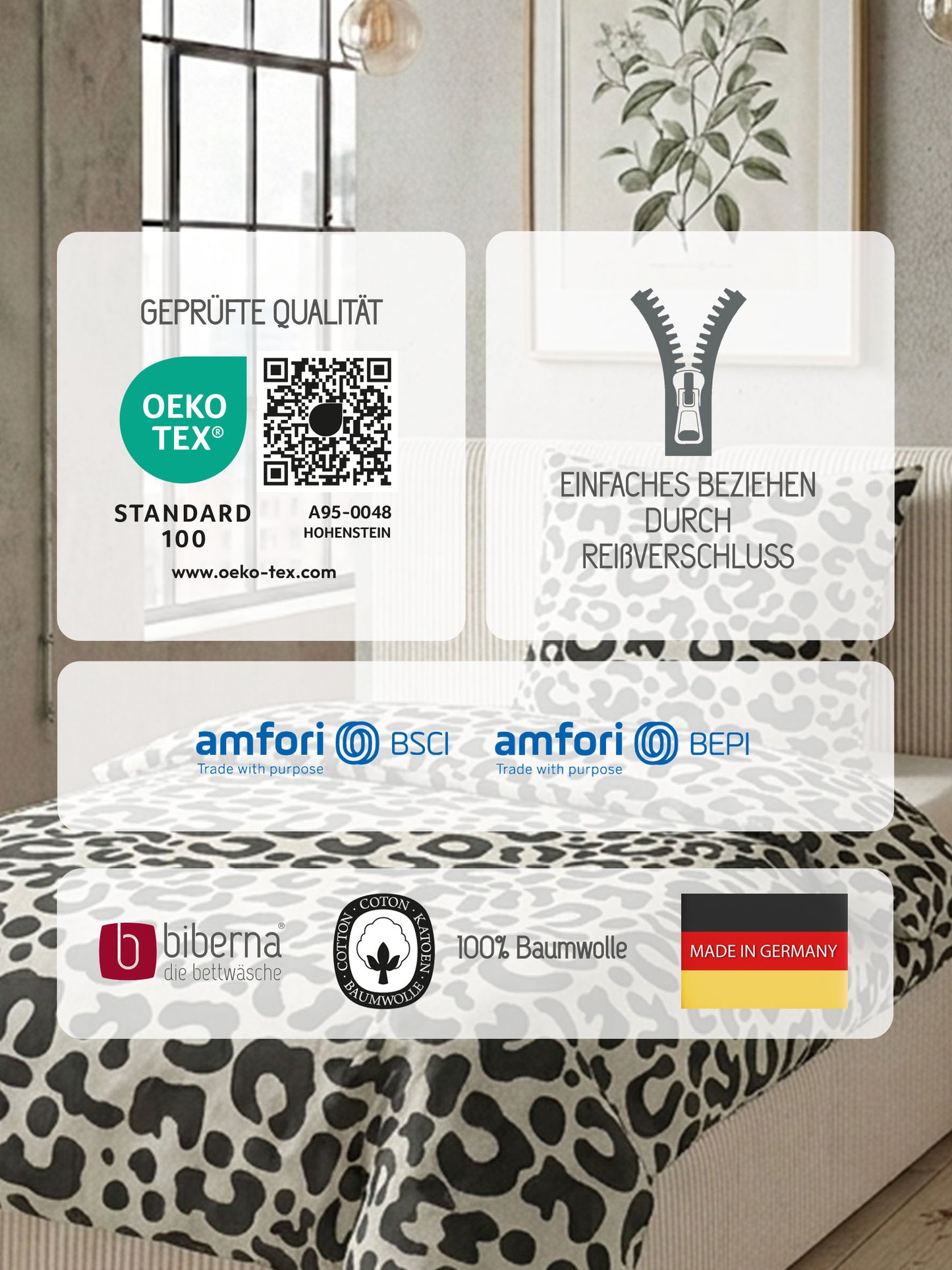 biberna Melange-Flanell Bettwäsche Grau – Produktdetail